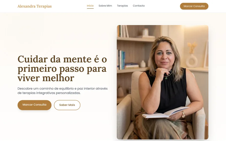 Website Alexandra Terapias, projeto Inovar360