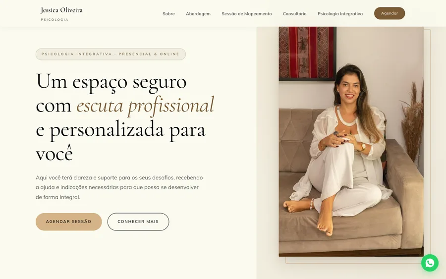 Website Jessica Oliveira · Psicóloga, projeto Inovar360
